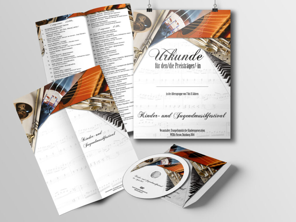 Urkunde, Programm, CD-Cover für Musikfestival